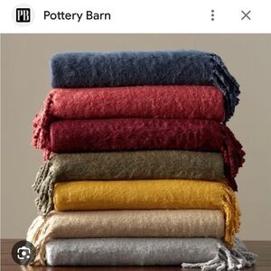 Pottery Barn oversize faux mohair throw goldenrod yellow 50x70"